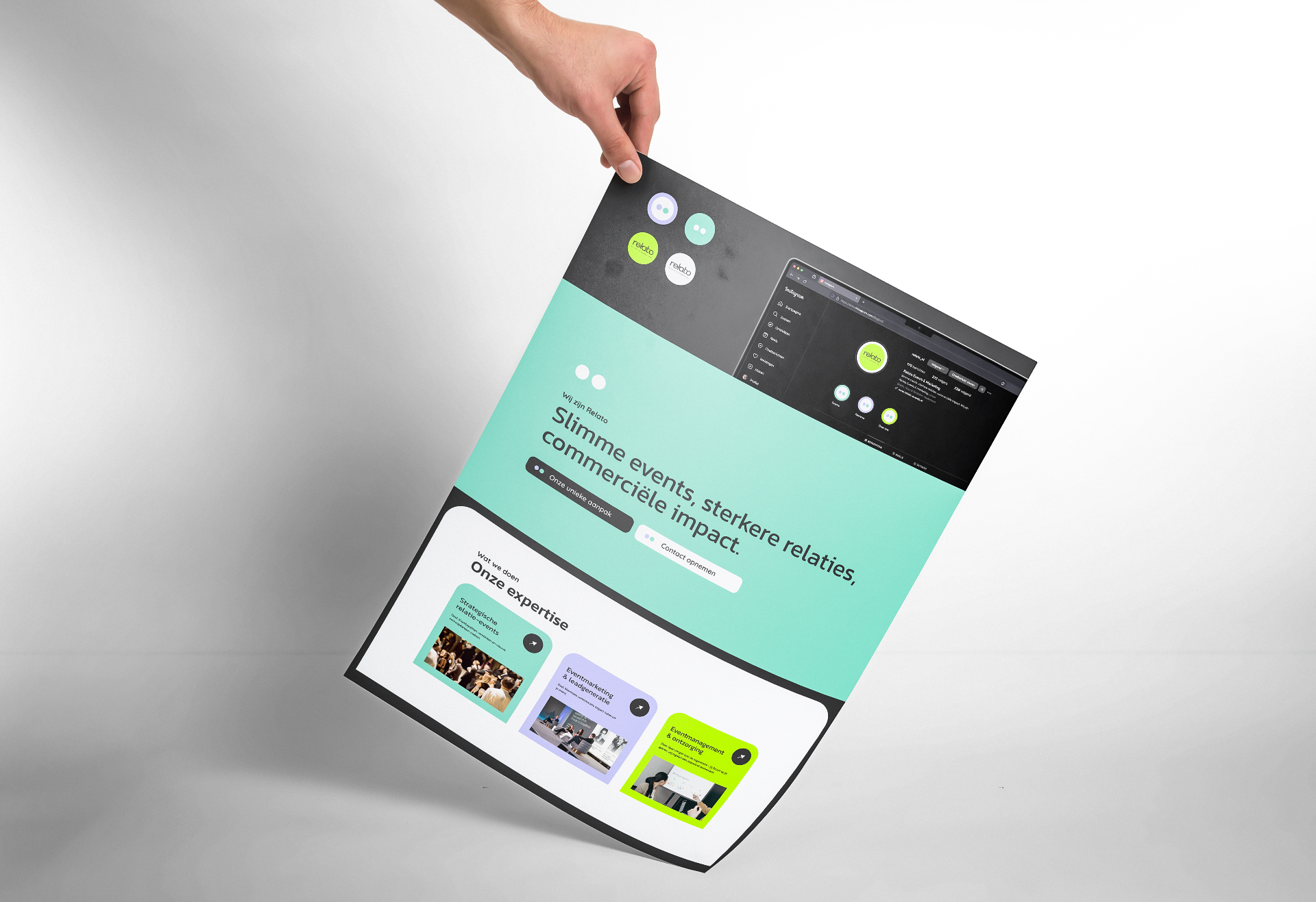 Merkidentiteit Relato doorvertaald naar web door DLogic